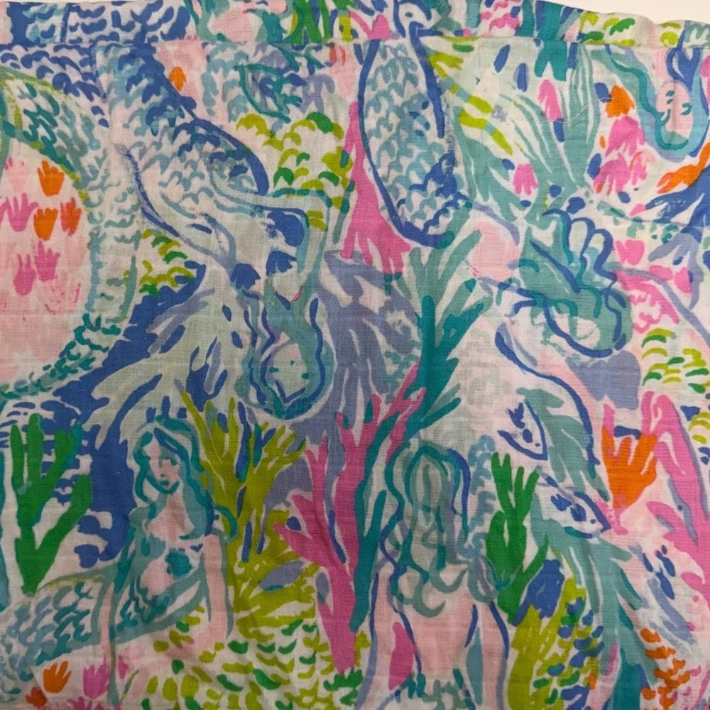Lilly Pulitzer Pottery Barn Kids Mermaid Organic Cotton Muslin Swaddle 47x47